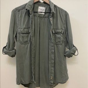 American Eagle Army Green Button Down Top